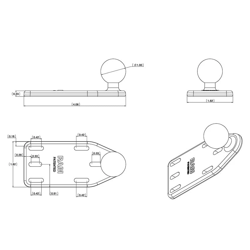 Ram Mounts Reservoir Cover Side Ball 8 Ram Mounts Reservoir Cover Side Ball - Afbeelding 6